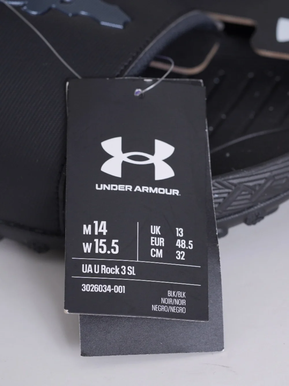 $70 Under Armour Project Rock UA U Rock 3 SL Black Slides Sandals Men's US 14